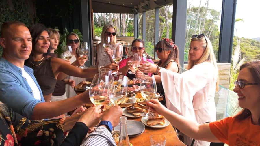 Waiheke Island: Scenic Wine Tour on Double Decker Bus - Batch Winery: charcuterie board and Chardonnay with real island perspective